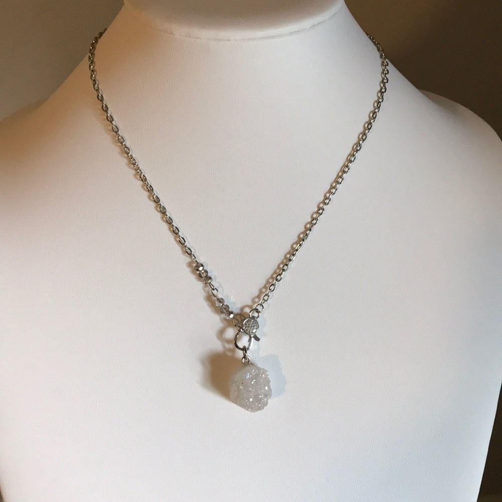 Handmade necklace with geode pendant